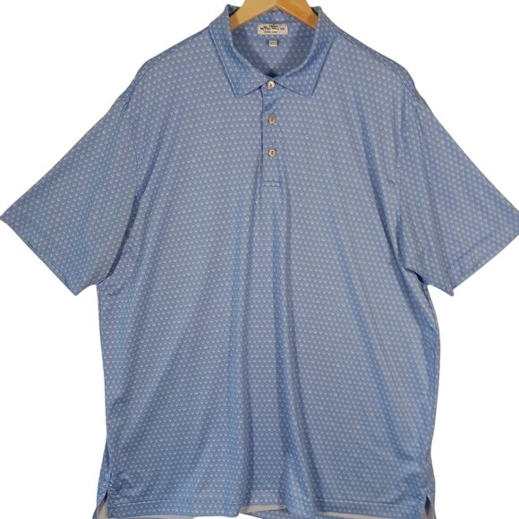 Peter Millar Summer Comfort, XL Mens Short Sleeve Polo, Blue, Skulls Print, Golf - Picture 3 of 16
